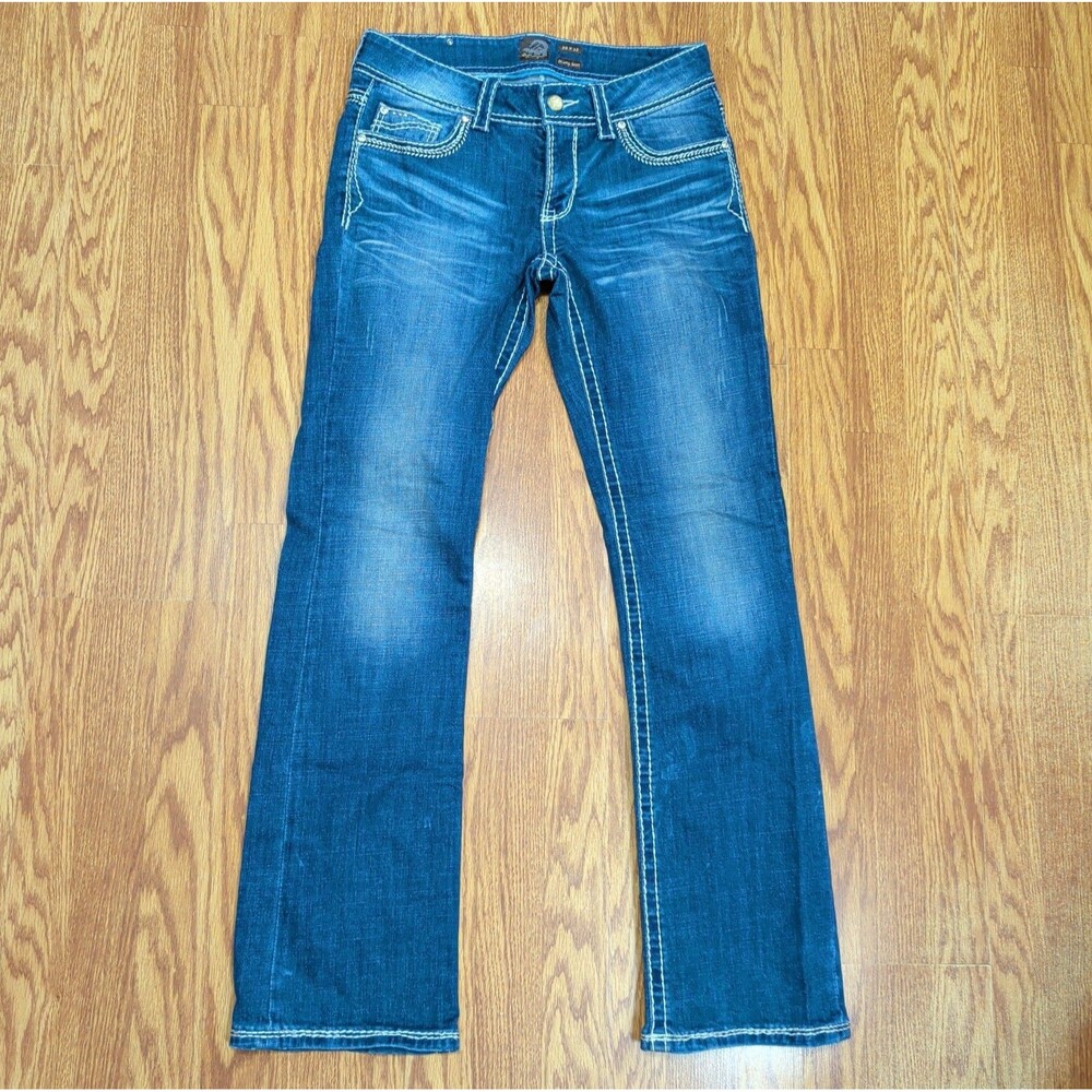 Dryad Premium Jeans Womens 30x33 Blue Skinny Boot  Embroidered Rhinestone Denim
